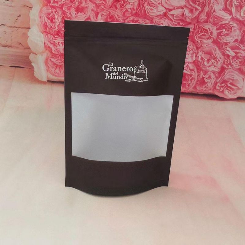 Black Paper Stand up Pouch with Clear Window