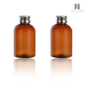 100ml Pet Toner Bottle Amber Clear Cosmetic Liquid Skin Care Liquid Bottle with Aluminum Cap