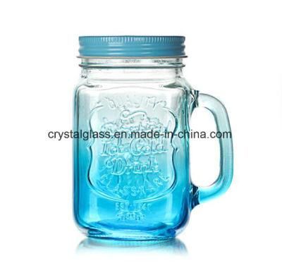 Decorative Fox Shape Glass Mason Jars with Handle and Straw