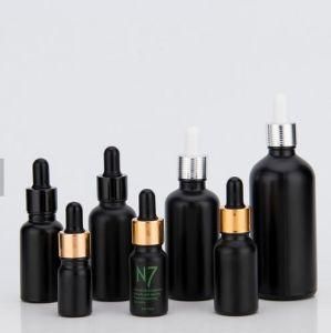 Matte Black Coating Glass Dropper Bottle Essential Oil Bottle with Gold Dropper Cap