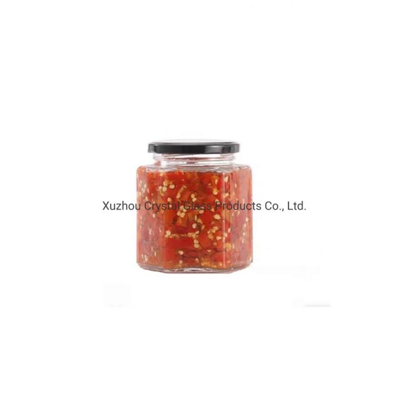 500ml Hexagon Shpaed Honey Jam Pickles Baby Food Chili Sauce Glass Containers