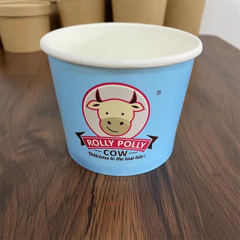 92*80*61mm 8oz Double PE Ice Cream Paper Bowl with Paper Lid