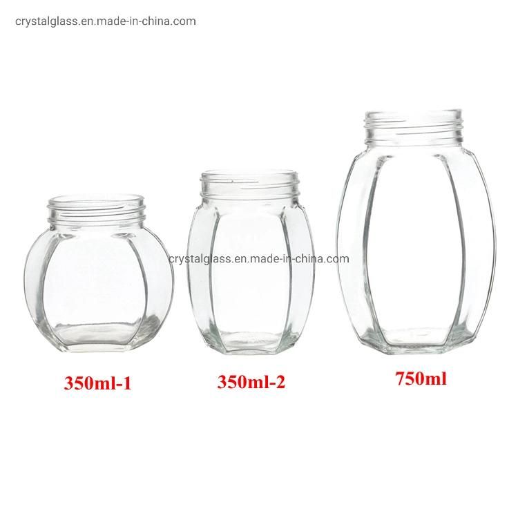 Hexagon Glass Jar for Honey with Plastic Lid 500g/1000g