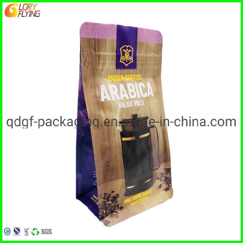 Biodegradable Food Packaging Bags Flat-Bottom Zipper Style of Coffee Bag