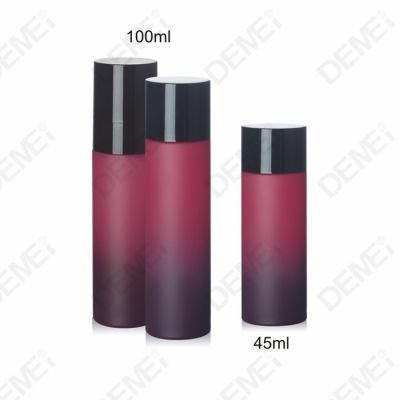 Demei 45/100/120ml 50/100g Cosmetic Skin Care Packaging Coating Black Red Cylinder Toner Lotion Glass Bottle and Cream Jar Series