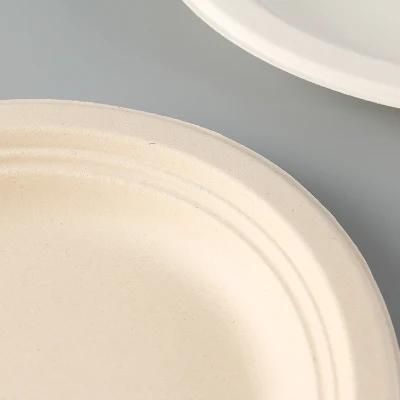 Disposable Compostable Biodegradable Tableware Sugarcane Bagasse Paper 6 Inch Round Plate