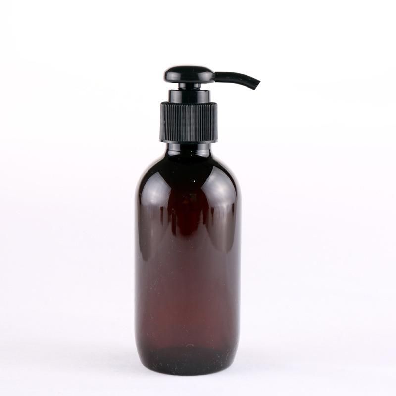 Private Label Brown Amber Empty 150ml Lotion Bottle Round Plastic Pet Body Shampoo Liquid Soap Bottle