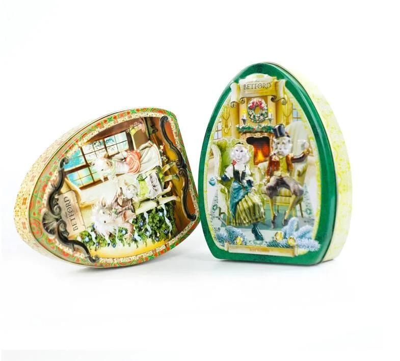 Best Selling Offset Printing Egg Shaped Embossing Gift Tin Box