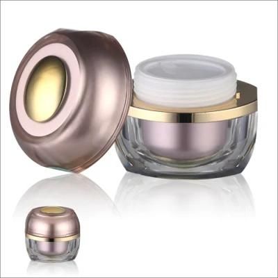 30g 50g Round Dual Layer Red Luxury Acrylic Cosmetic Jar with Gold Cap for Cosmetic Cream Lotion Packaging