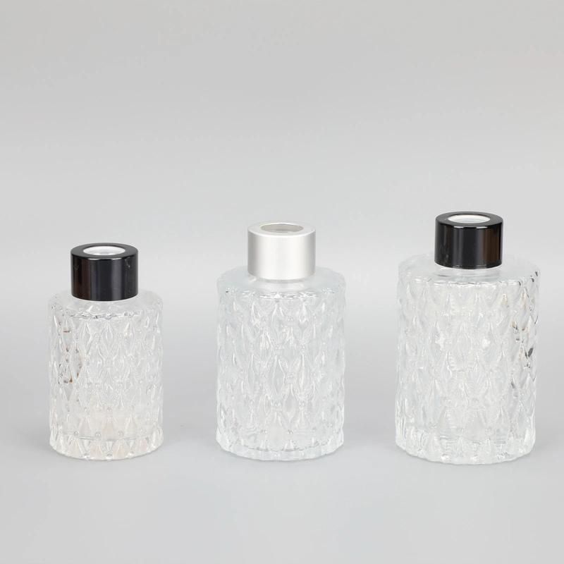 Fragrance Bottle with Pattern Round Transparent Glass Diffuser Bottle