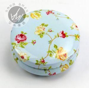 Yellow Tinplate Box with Floral Pattern