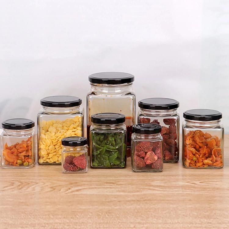 Small 80ml Square Mini Jam Honey Food Storage Jar Glass Container
