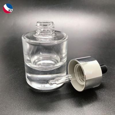 Wholesale 30ml 1oz Cylinder Thick Glass Eliquid Essential Oil Face Serum Hair Oil Dropper Bottle for Cosmetic Packaging