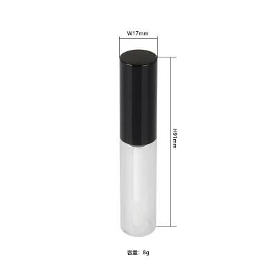 High Quality Empty 8ml Black Top Lip Gloss Packaging Green Custom Gold Lid Clear Lip Gloss Tube Black Lip Gloss Wand Tubes