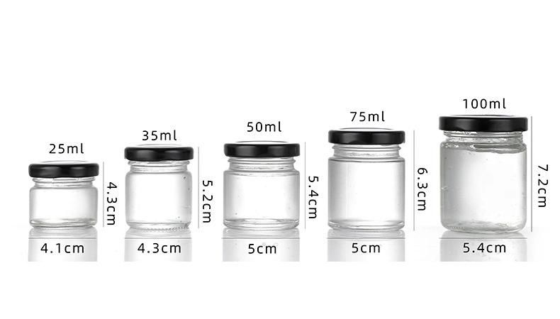 Personalized Carton Custom Label Wholesale Small Empty Mini Honey Jar 25ml with Lids