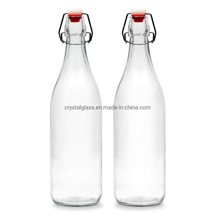 16 Oz Clear Glass Beer Drinking Bottles for Home Brewing with Easy Wire Swing Top Cap