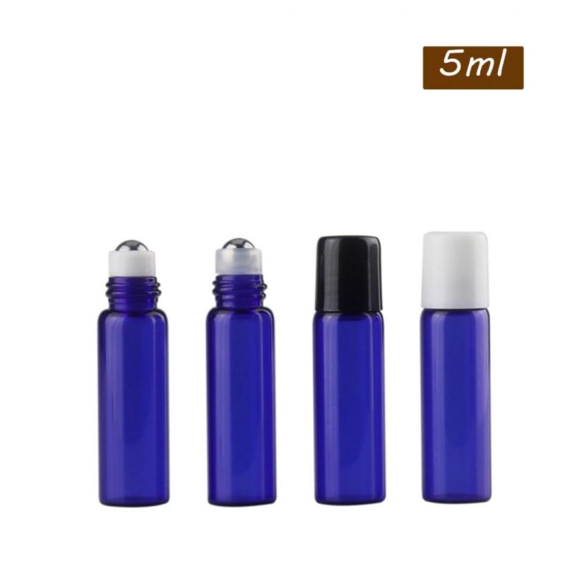 Empty Cobalt Blue 5ml Glass Roller Bottles with Stainless Steel Metal Roll on Balls for Mixing Essential Oil Perfume