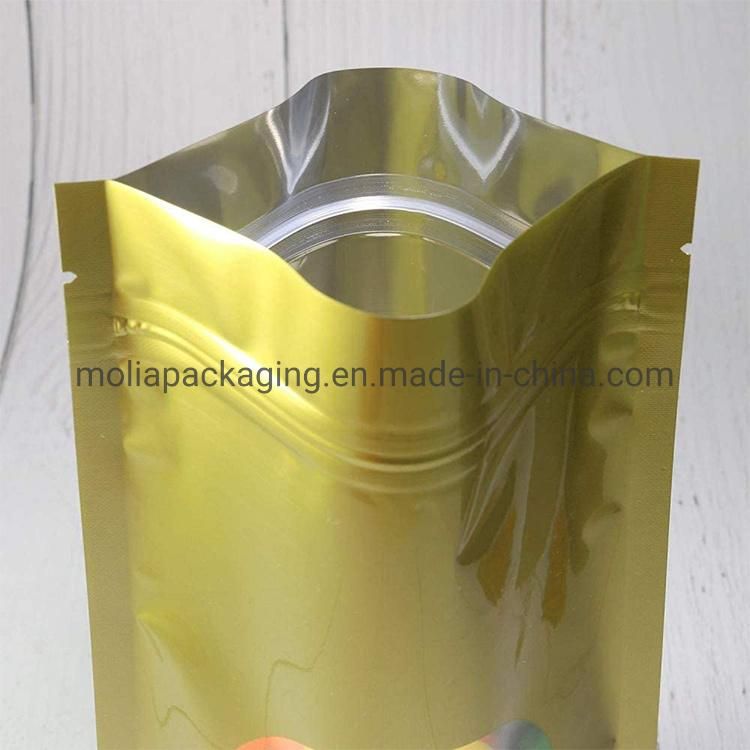 Aluminum Foil Zip-Lock Bags Stand up Pouch Matt Gold Laminated Foil Doypack Coffee Tea Packaging Bags with Zipper