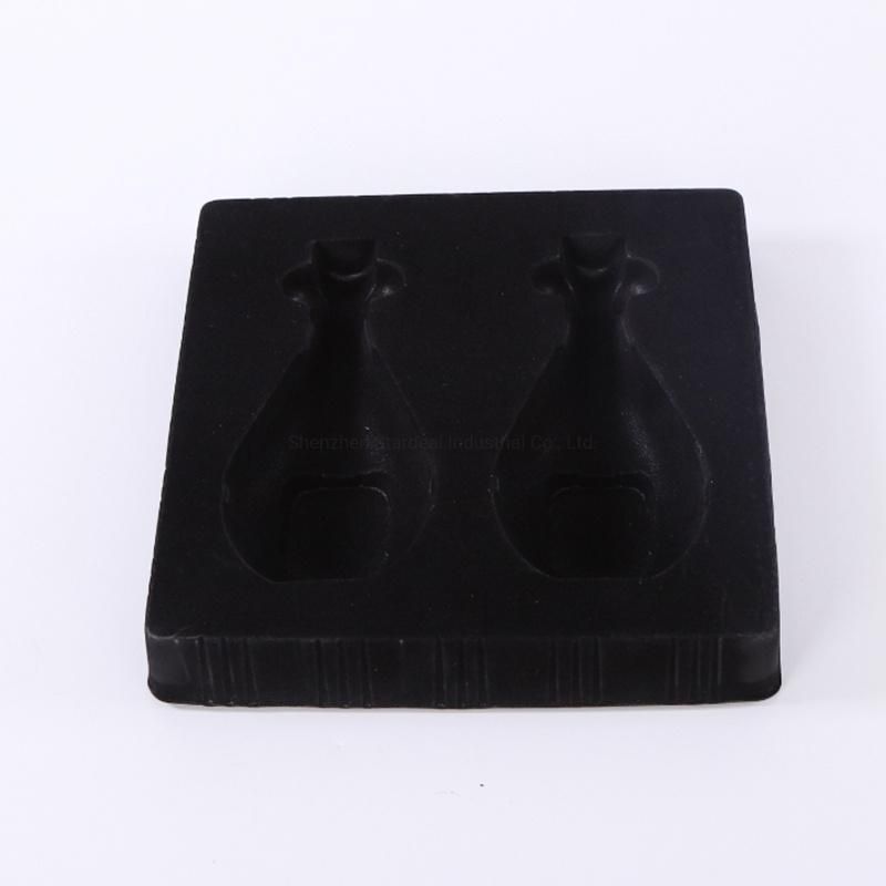 Black PS Flocked Blister Plastic Packaging Grape Wine Tray