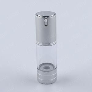 Plastic and Aluminum Clear Airless Bottle for Cosmetic Packaging