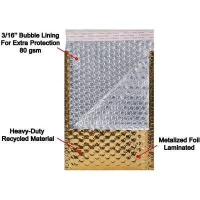 Custom Self-Adhesive Metallic Gold Padded Envelopes Bubble Mailers Shipping Bags for Mailing Packing