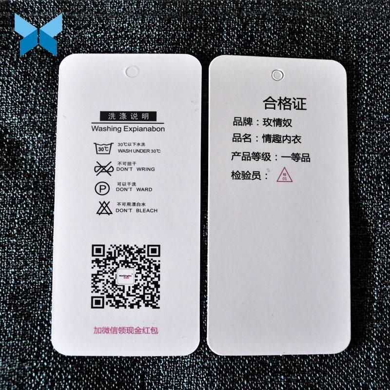 Cardboard Paper 250g Weight Printing Hangtag for Women"S Clothing