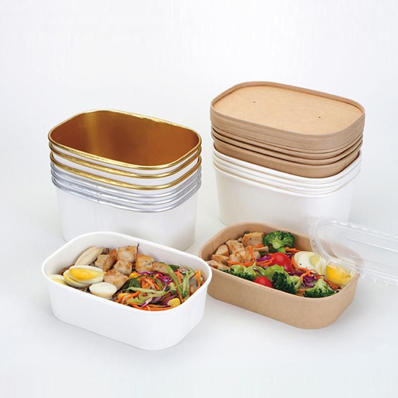 Disposable Waterproof Square Shape Fast Food Bento Paper Bowl Hot Food Food Containers