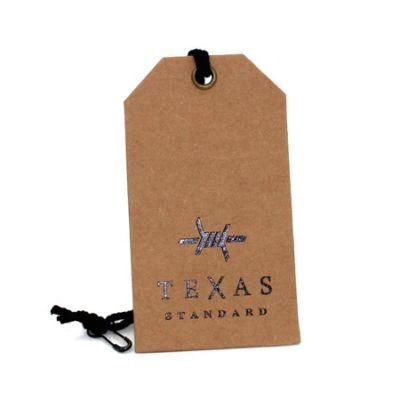 Customized Kraft Paper Printing Embossed Foiled Customized Price Tag Hangtag Paper Tag for Jeans Clothing and Garments