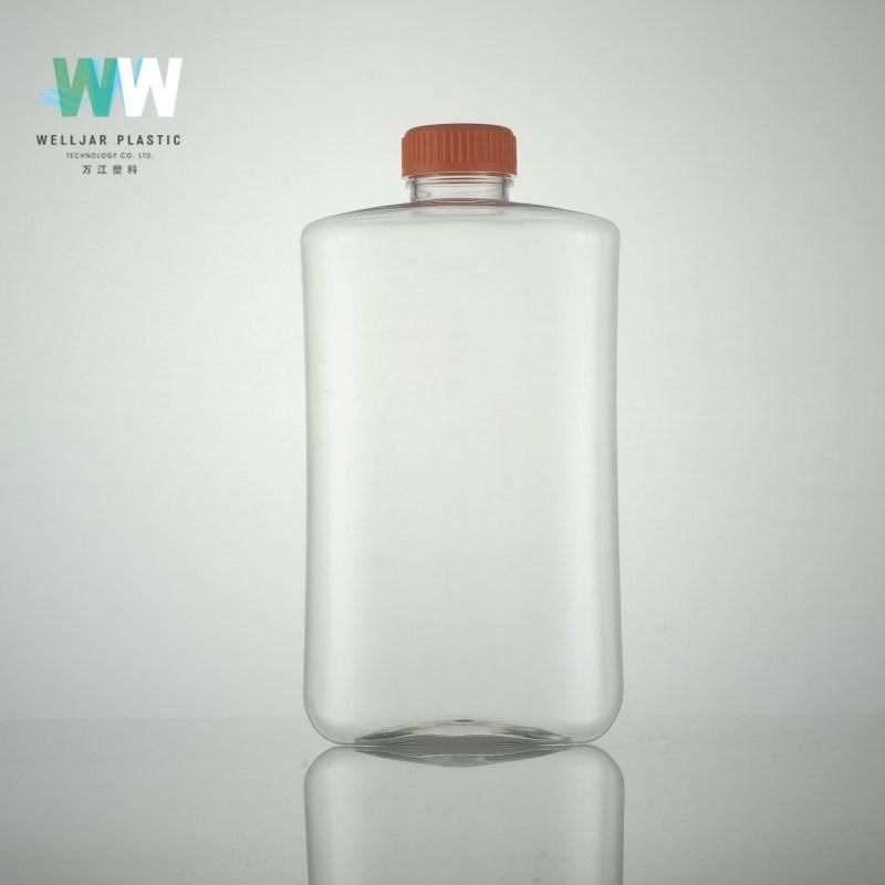 800ml Plastic Pet Empty Flat Bottle with Screw Cap