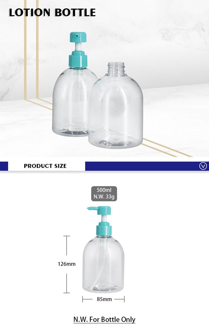 500ml Pet Clear Sanitizer Gel Bottles Liquid Soap Bottle with Pump