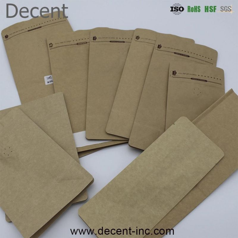 Resealable Custom Zipper Top Kraft Paper Snack Cookie Packaging Plastic Ziplock Stand up Pouch Food Paper Bag with Air Valve/Plastic Pouch/Brown Paper Bag