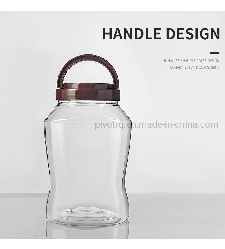 1445ml Wide Neck Clear Plastic Bottle Bottle with Handle Cover for Nuts Candy Packing