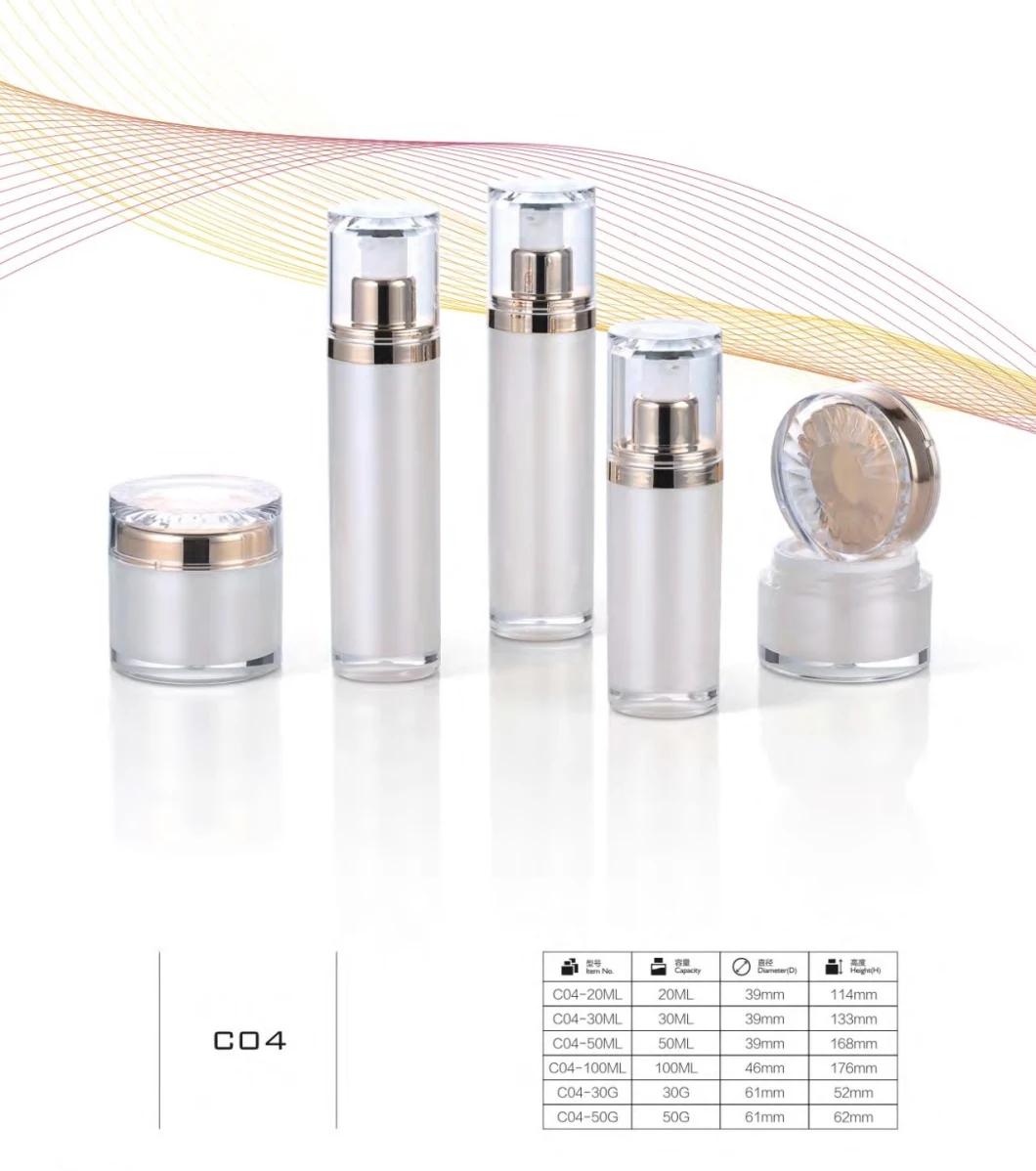 Customized Sell Well 15ml 30ml 50ml Luxury Square White Cosmetic Acrylic Lotion Pump Bottle