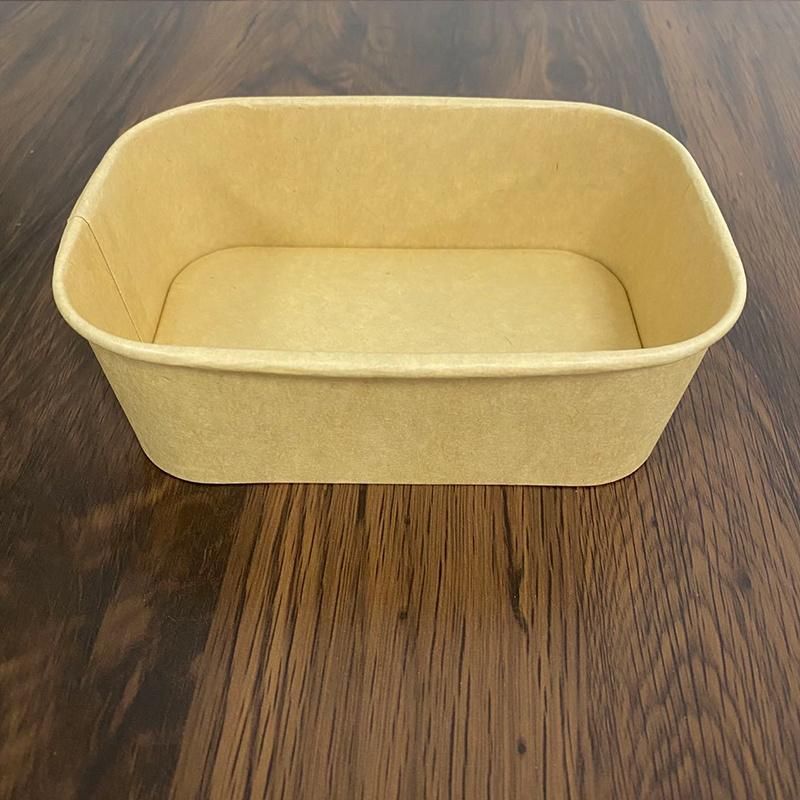 Environmentally Friendly Disposable 1000ml Kraft Paper Square Bowl