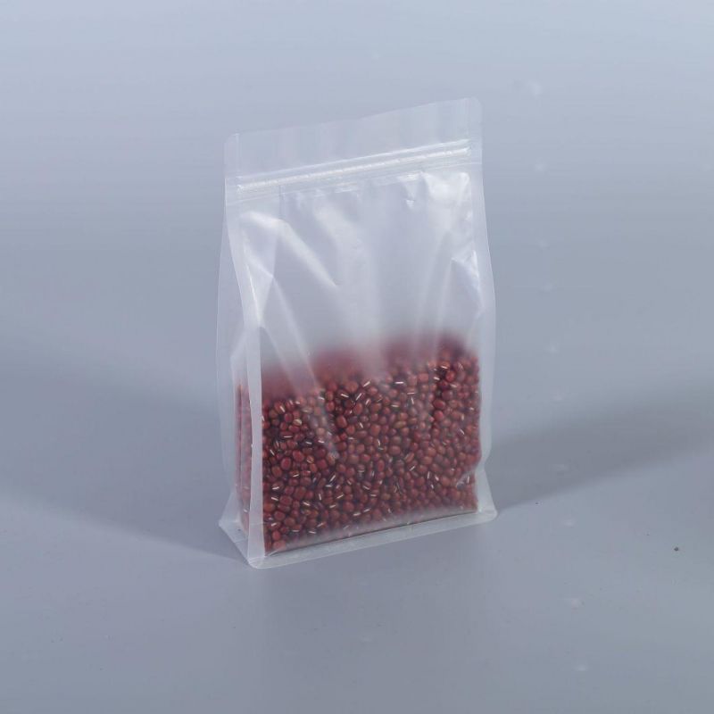 Flat Bottom Quad Seal Clear Zipper Food Packaging Bags