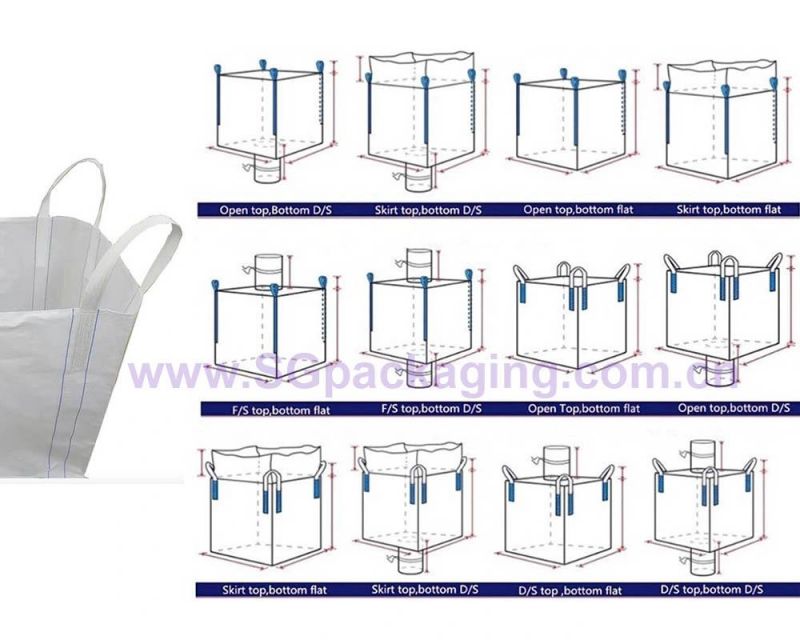 1-2 Ton Big Bag Packing Sack Garbage Transparent Plastic Container Bag for Mash or Sand or Wood