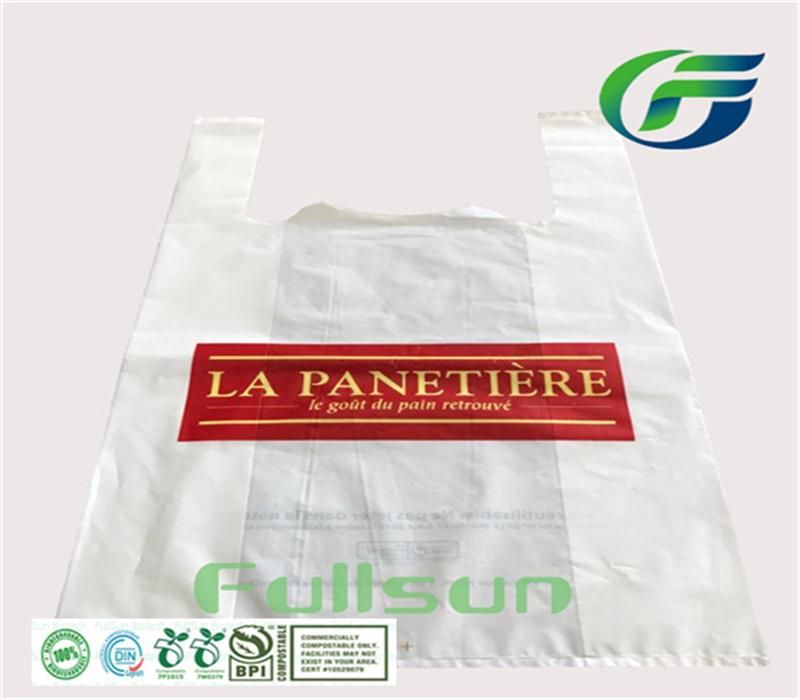 Biodegradable Plastic Handbag Tote Packaging Bag Custom Printed Compostable Handle Shopping Plastic Bag