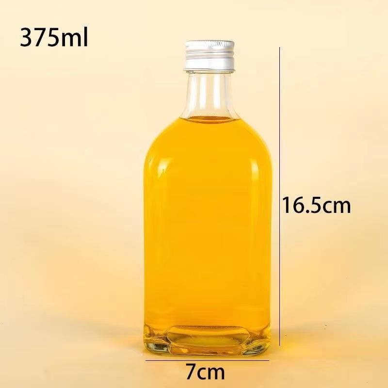 250ml 375ml 500ml Hot Sale Clear Square Glass Bottle with Rubber Stopper for Juice Water Milk Beverage Drinking