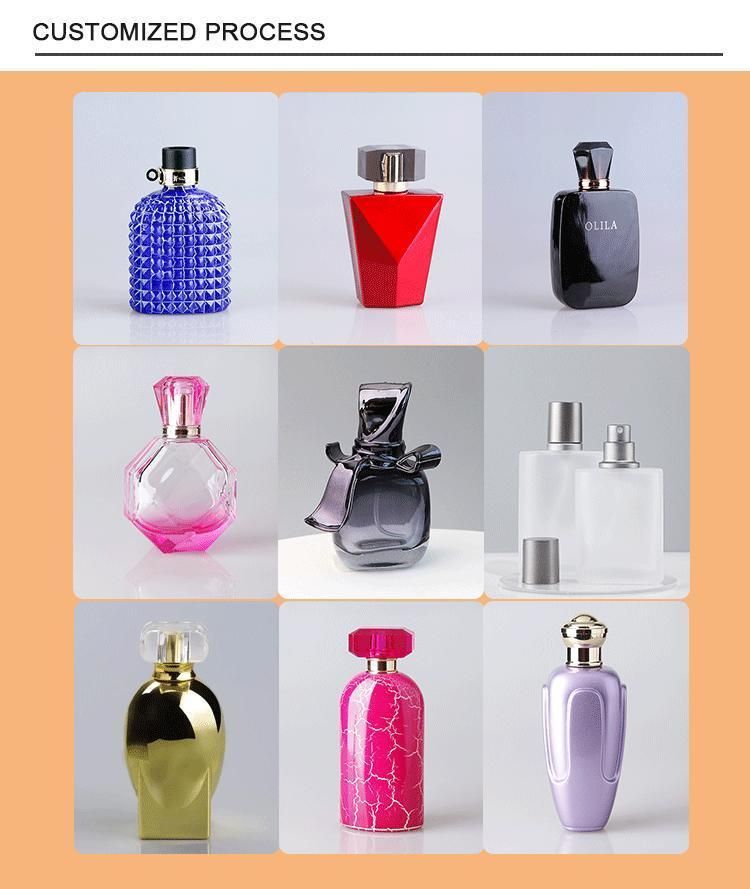 30ml 50ml Glass Perfume Bottle Square Spray Glass Perfume Bottle with Gold Silver Aluminum Mist
