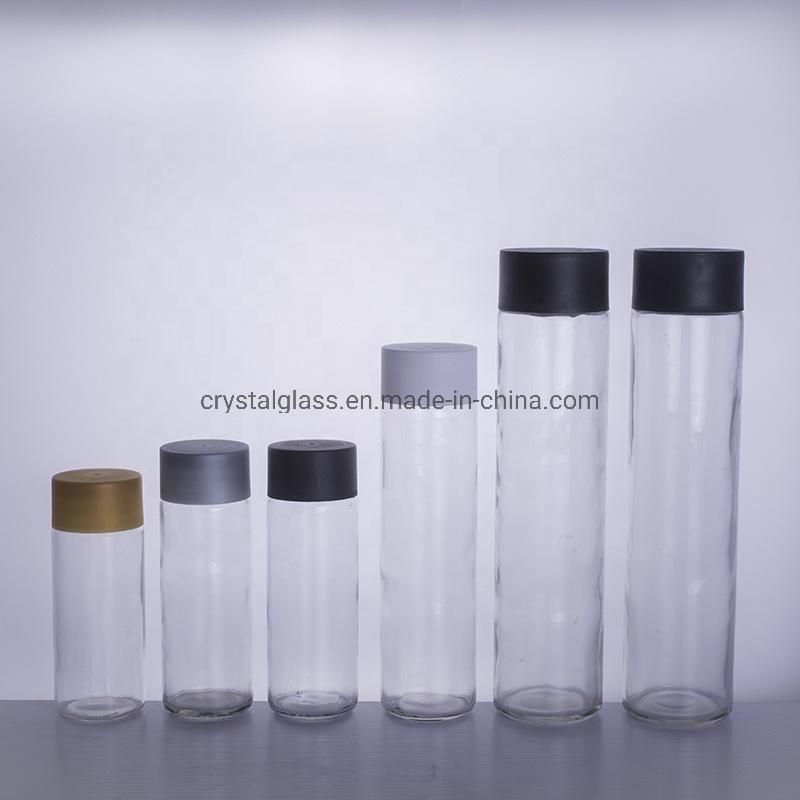 Voss Round Shaped Wholesale Cylindrical Glass Mineral Water Bottle with Cap