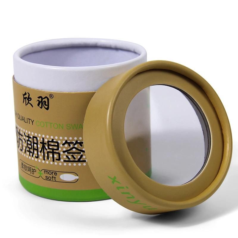 Custom Cotton Swab Round Cylinder Cardboard Box Packaging Paper Tube with PVC Windowon Side