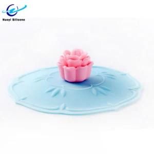 Flower Shaped Soft Cup Cover Food Grade Flexible Silicone Cup Lids