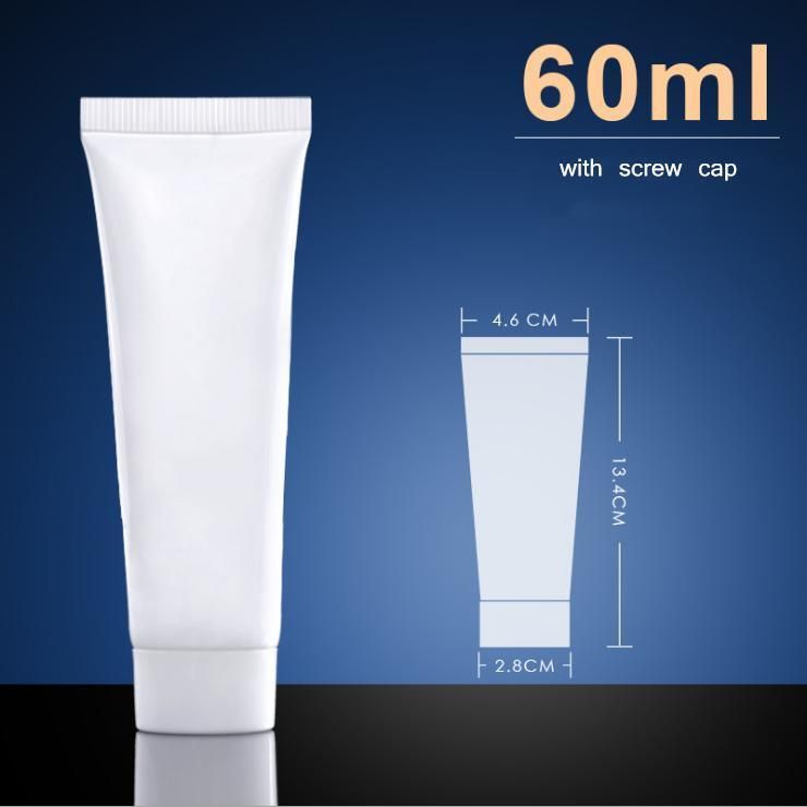 60ml Customized White Cosmetic Plastic Bottle Hose for Hand Cream/ Pigment/ Cleansing Cream/Toothpaste Packaging Bottle Plastic Soft Tube Squeeze Bottle