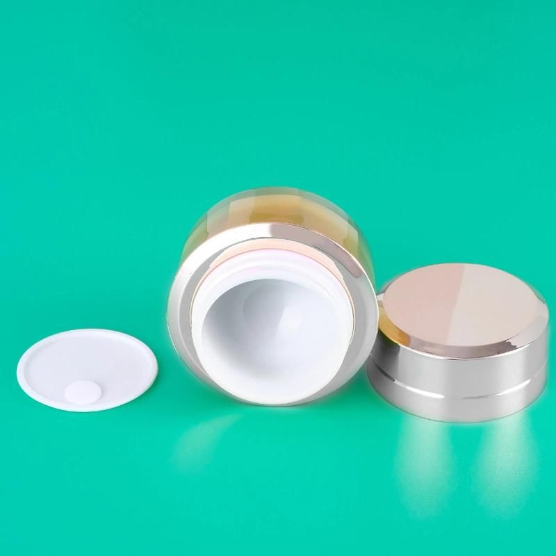 Luxury 15g 30g Golden Press Airless Jar Acrylic Cosmetic Cream Jar Seal Plastic Packaging