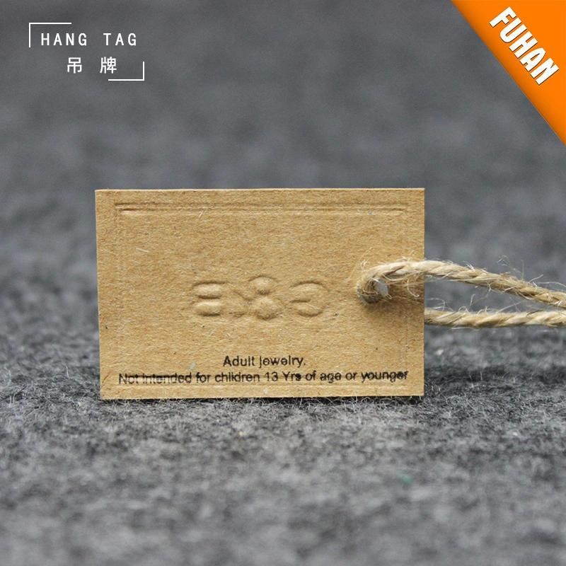 Printing Brand Logo Embossed Kraft Hang Tag and Labels