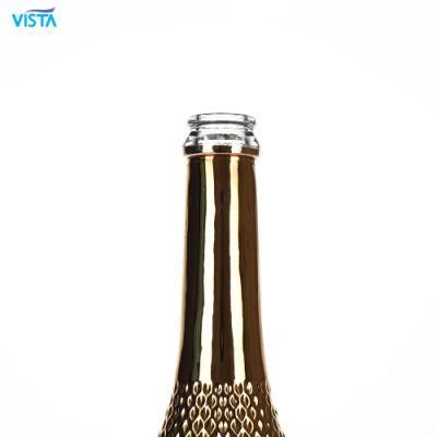 750ml Electroplate Gold Champagne Glass Bottle with Crown Cap