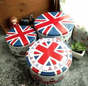 Korean Moon Cake Cake Iron Box Round Size Tin Box Set Iron Box Large Biscuit Box Three Pieces Set