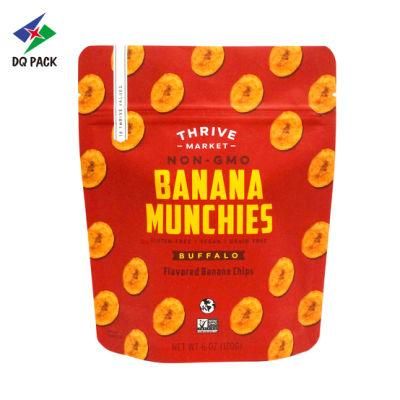 Dq Pack Custom Printed Mylar Bag Reusable Ziplock Bag Wholesales Stand up Zipper Pouch for Banana Nut Packaging