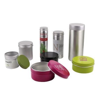 Round Aluminum Tin Canister with Cap for Food Packaging