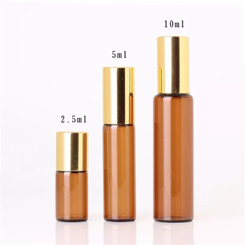 Amber Roller Ball Essential Oil Perfume Bottles 2.5ml 5ml 10ml Roll on Glass Bottles Roller Ball for Perfume Essential Oil Bottles